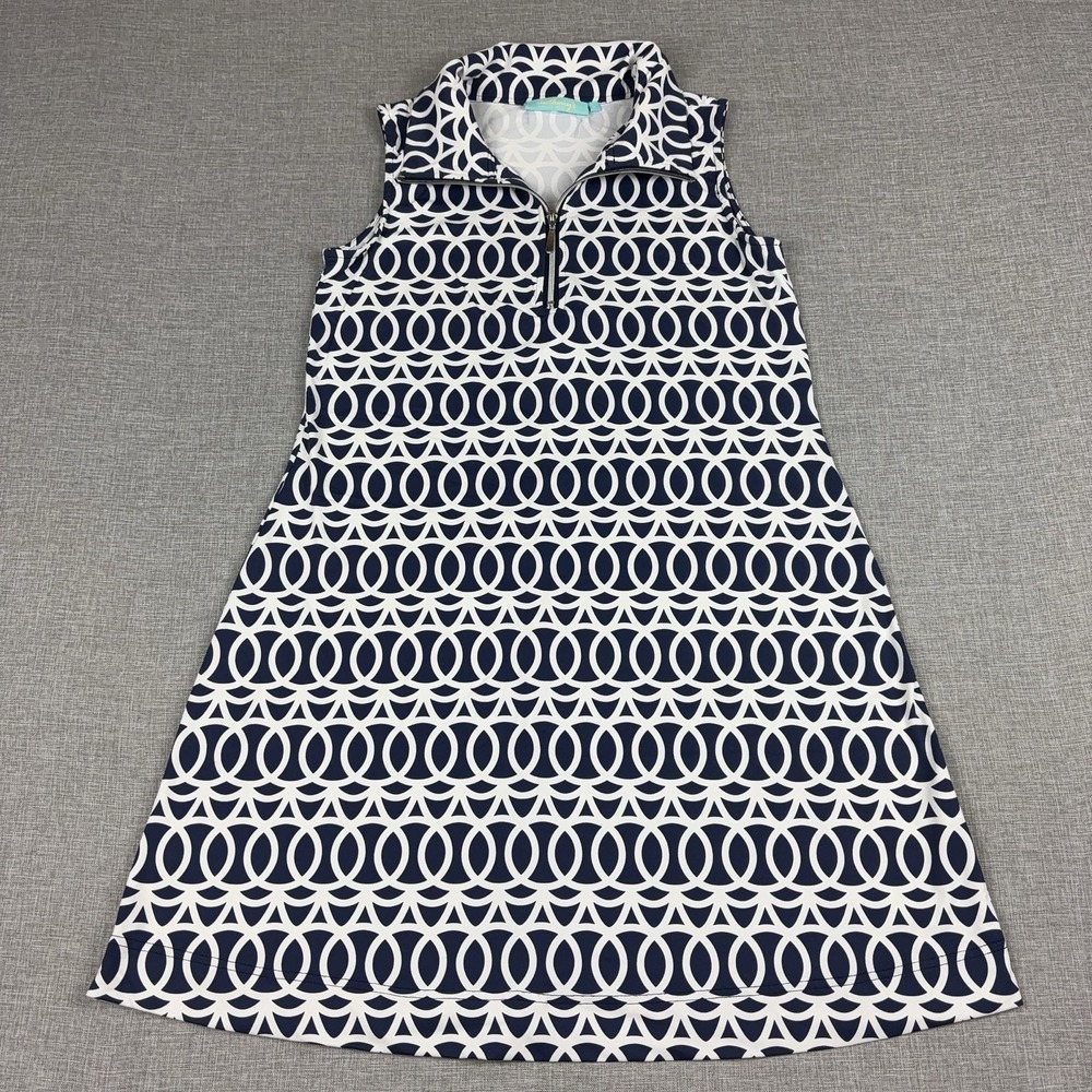 Anthony's Resort Wear Dress Womens M Blue Collared Sleeveless A-Line Geometric